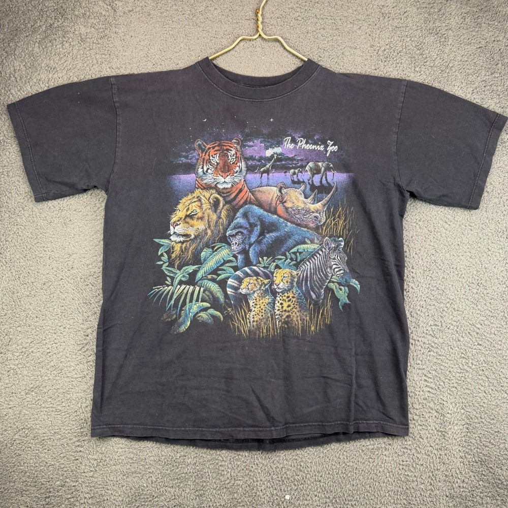 Sansegal Sportswear The Phoenix Zoo Graphic T-Shirt Mens XL Black Vintage 90s